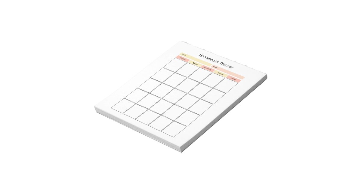 Student Homework Tracker Notepad | Zazzle