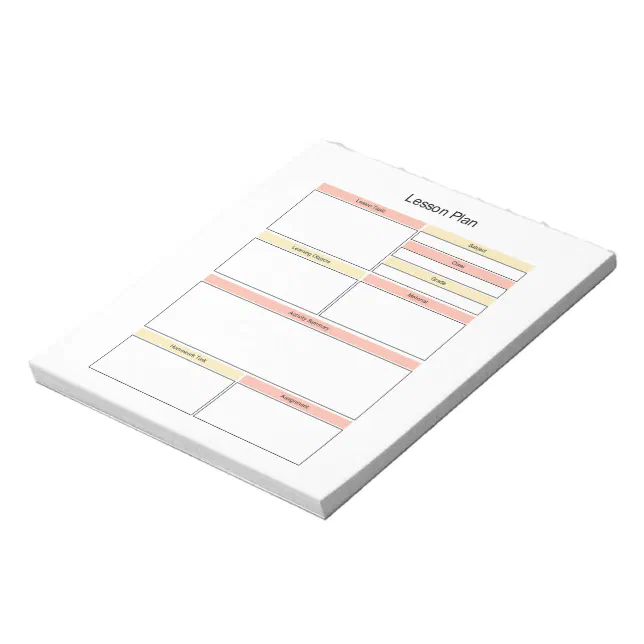 Student Lesson Plan Notepad | Zazzle
