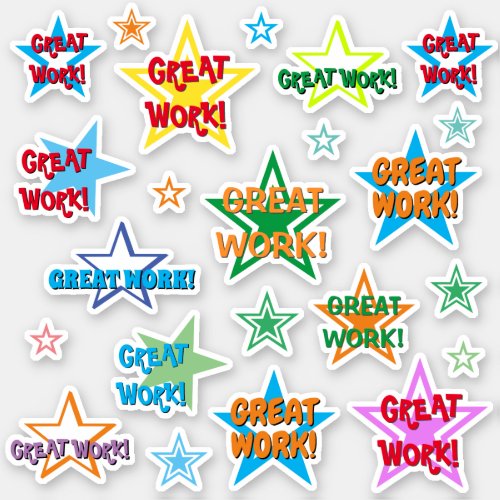 Student Motivation GREAT WORK  Star Shapes Sticker