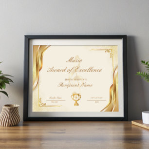 Student Music Award of Excellence Certificate
