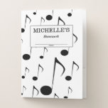 [ Thumbnail: Student Name + Many Musical Notes Pattern Pocket Folder ]