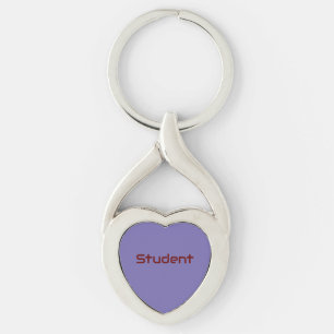 Student Name text Printed Love Twisted Heart Metal Keychain