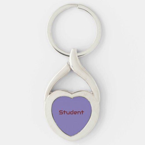 Student Name text Printed Love Twisted Heart Metal Keychain