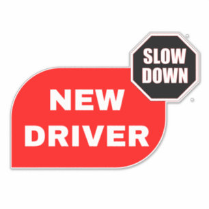 Student New Driver (Drive Slow) Red School Sticker