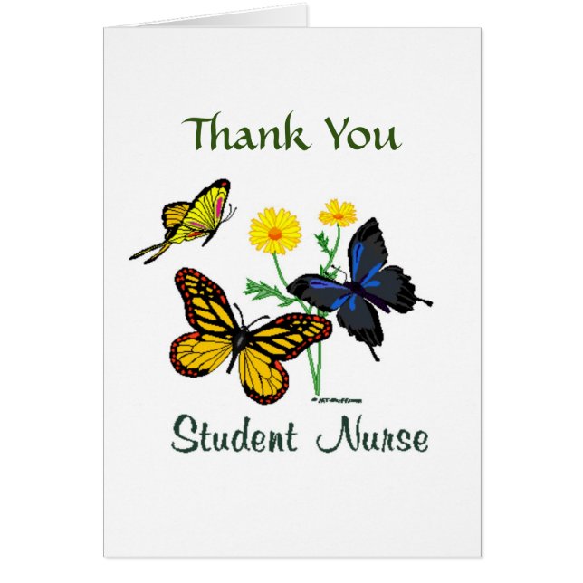 Student Nurse Butterflies Thank You Cards (Front)
