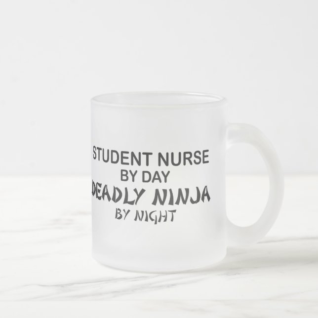 Student Nurse Deadly Ninja Frosted Glass Coffee Mug (Right)