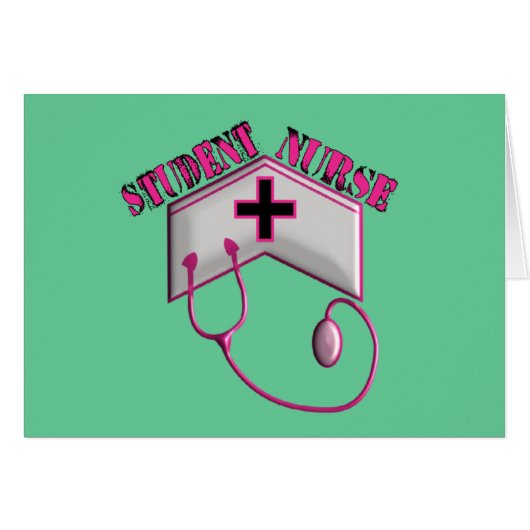 Student Nurse EMBOSSED Cap and Stethoscope Cards (Front Horizontal)