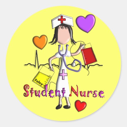 Student Nurse Gifts Embossed Style Graphics Classic Round Sticker