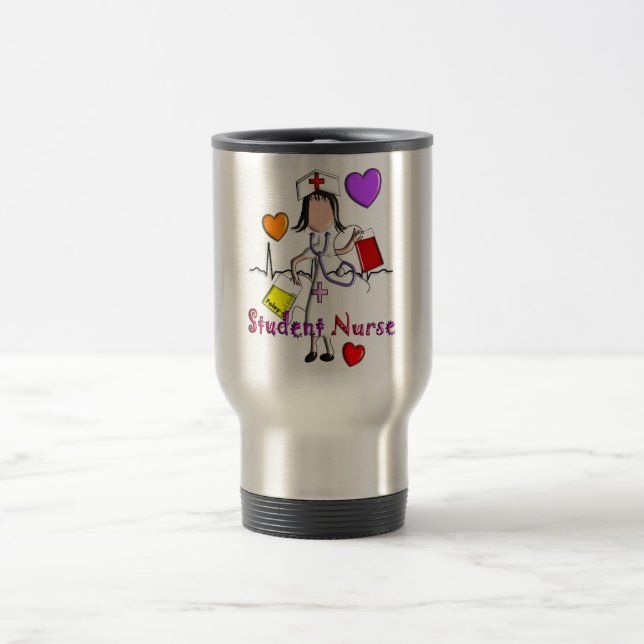 Student Nurse Gifts Embossed Style Graphics Travel Mug (Center)