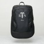 Student Nurse Medical Caduceus Black Personalized Port Authority® Backpack<br><div class="desc">Keep your nursing school supplies together in this Student Nurse Medical Caduceus Black Personalized Port Authority® Backpack. It is modern designed with "RN" for registered nurse and a white caduceus symbol on the front center. Name or your custom words in white calligraphy script lettering. Click "personalize template" option and enter...</div>