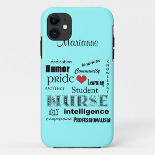 Student Nurse Pride-Attributes /Aqua Mist iPhone 11 Case