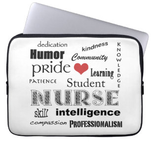 Student Nurse Pride-Attributes/Black+White-13 inch Laptop Sleeve