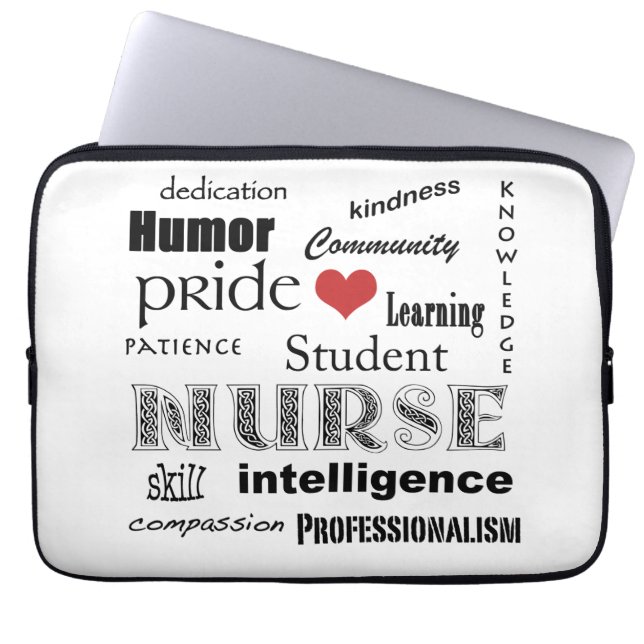 Student Nurse Pride-Attributes/Black+White-13 inch Laptop Sleeve (Front)