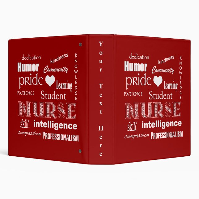 Student Nurse Pride-Attributes/Deep Red 3 Ring Binder (Background)