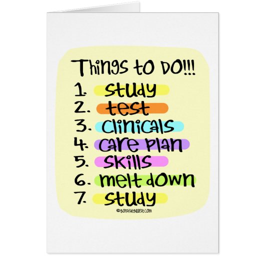 Student Nurse to Do List Cards (Front)