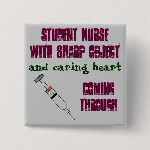 Student nurse with syringe button