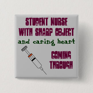 Student nurse with syringe button