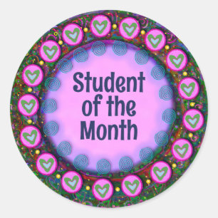 Student of the Month Purple Teacher  Classic Round Sticker