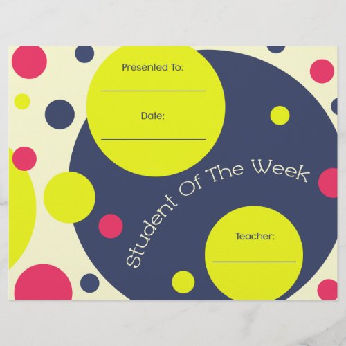 Student of The Week Award Certificate