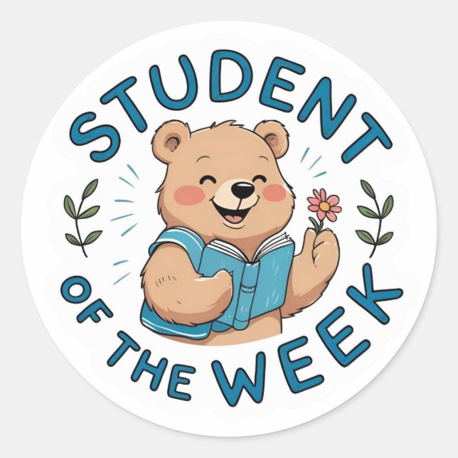 Student of the Week Bear Reward Sticker Set (Front)
