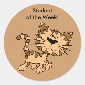 Student Of The Week Stickers - Cat Walking by Regella at Zazzle