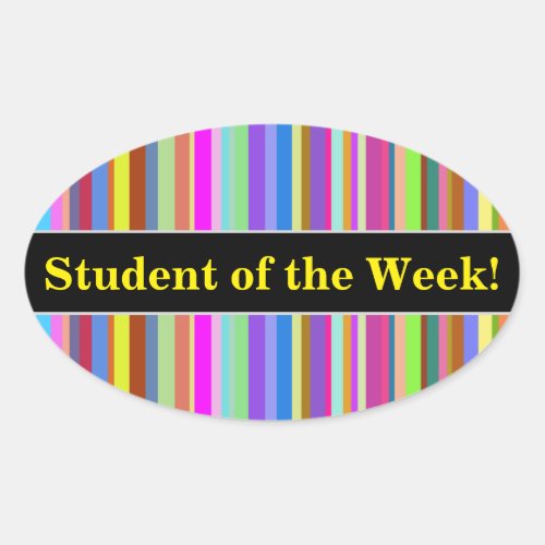 Student of the Week  Stripes of Various Colors Oval Sticker