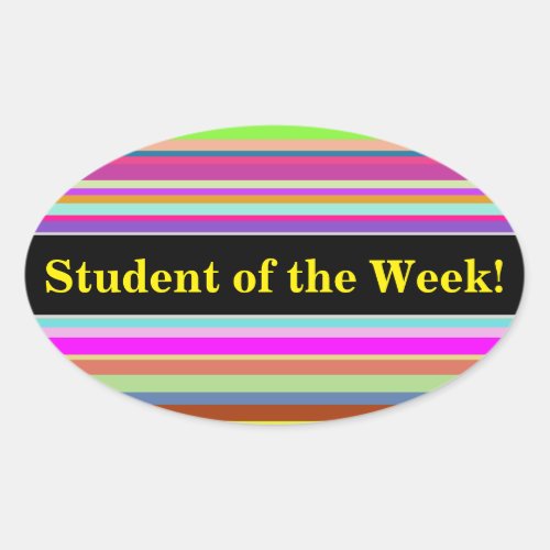 Student of the Week  Stripes of Various Colors Oval Sticker