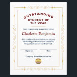 Student Of The Year Achievement Certificate Custom<br><div class="desc">Student Of The Year Achievement Certificate Custom Award is great to give to your students to show your appreciation for the hard work they have done. The certificate can be personalize with your information about the student and what they are being recognized for. Personalize it.</div>