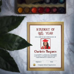 Student Of The Year Photo Certificate Custom<br><div class="desc">Student Of The Year Photo Certificate Custom Award is great to give to your students to show your appreciation for the hard work they have done. The certificate can be personalize with your photo and information about the student and what they are being recognized for. Personalize it.</div>