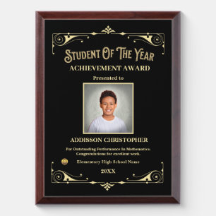 Student Of The Year Photo School Gold Custom  Award Plaque