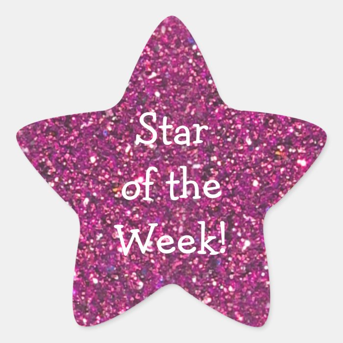 STUDENT OF WEEK PINK GLITTER STAR STICKERS