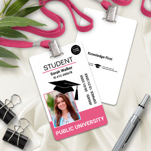 Student Photo ID School University Badge – Pink