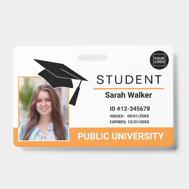 Student Photo ID School University Badge – Yellow (Front)