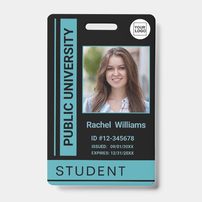 Student photo ID school university blue Badge (Front)
