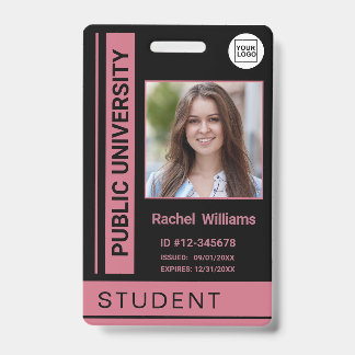 Student photo ID school university dusty rose Badge