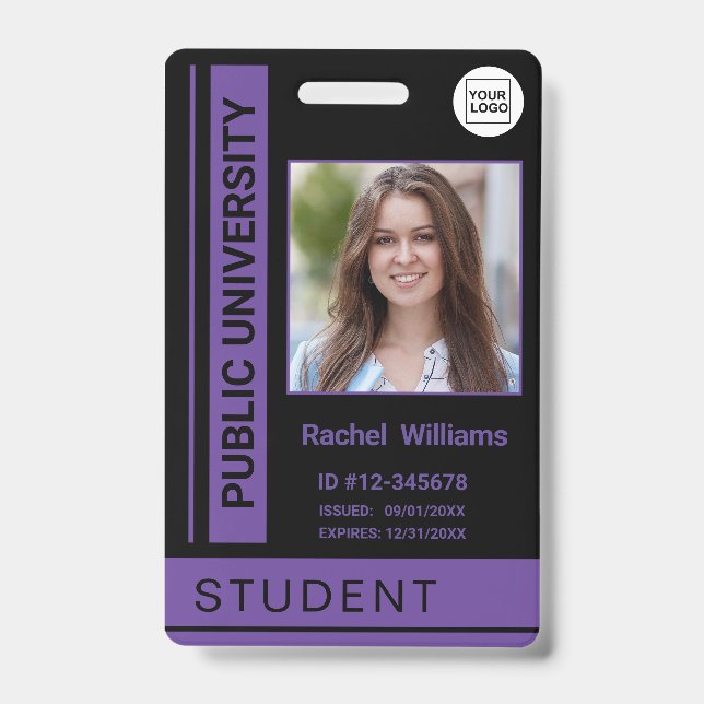 Student photo ID school university lilac Badge (Front)