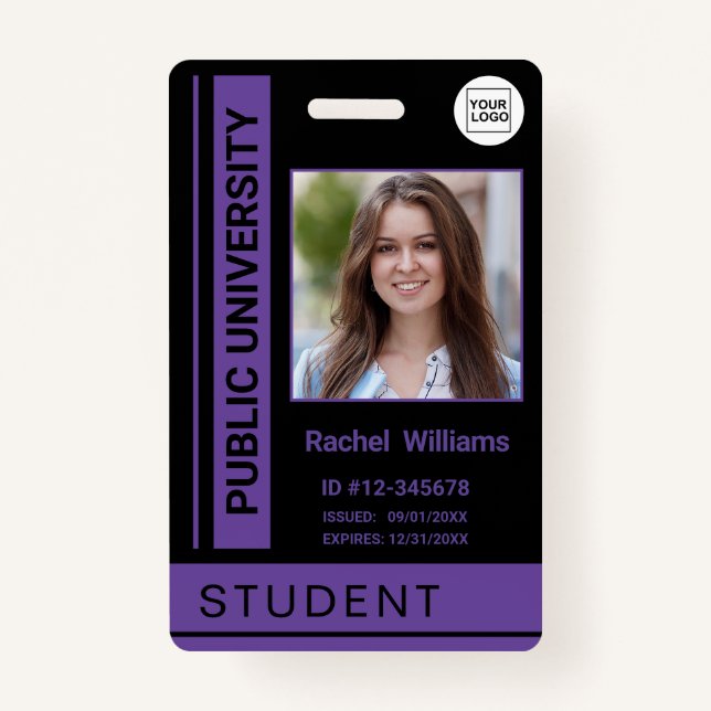 Student photo ID school university lilac Badge (Front)