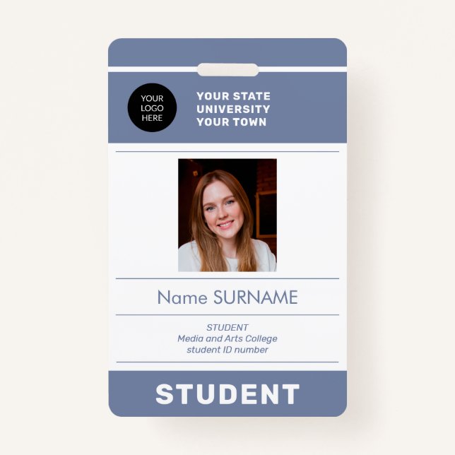 Student photo ID school university modern Badge (Front)