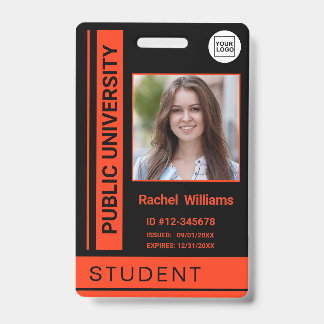 Student photo ID school university orange Badge