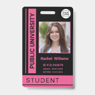 Student photo ID school university pink Badge