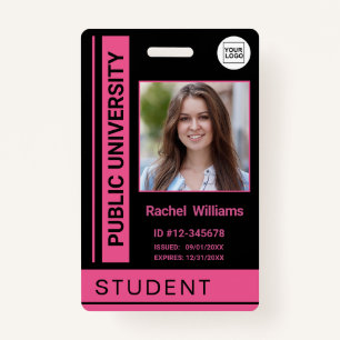 Student photo ID school university pink Badge