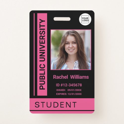 Student photo ID school university pink Badge