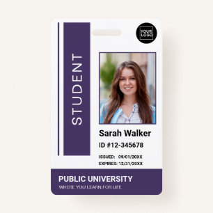 Student photo ID school university purple Badge