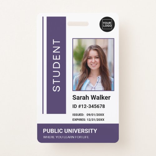 Student photo ID school university purple Badge