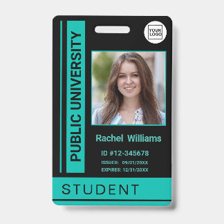 Student photo ID school university turquoise Badge