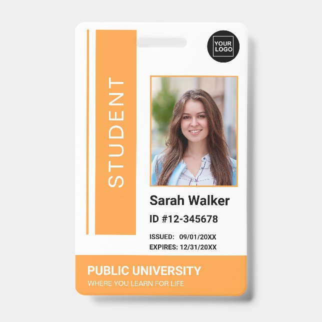 Student photo ID school university yellow Badge (Front)