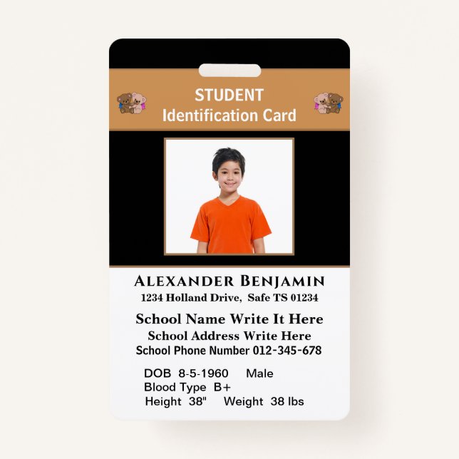 Student Photo School Id Identification Cards   Badge (Front)