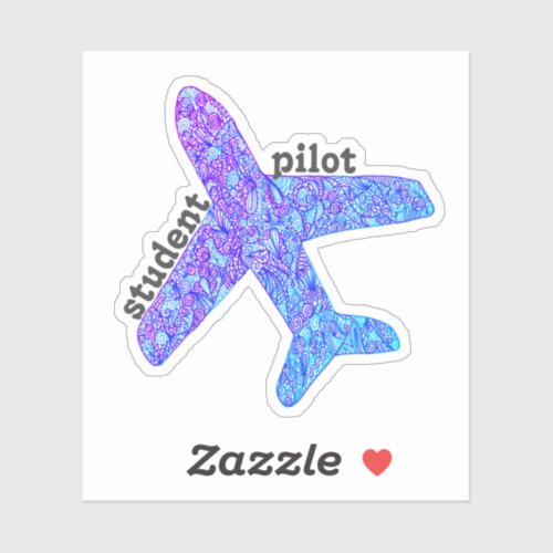 Student Pilot Airplane Vinyl Sticker purple