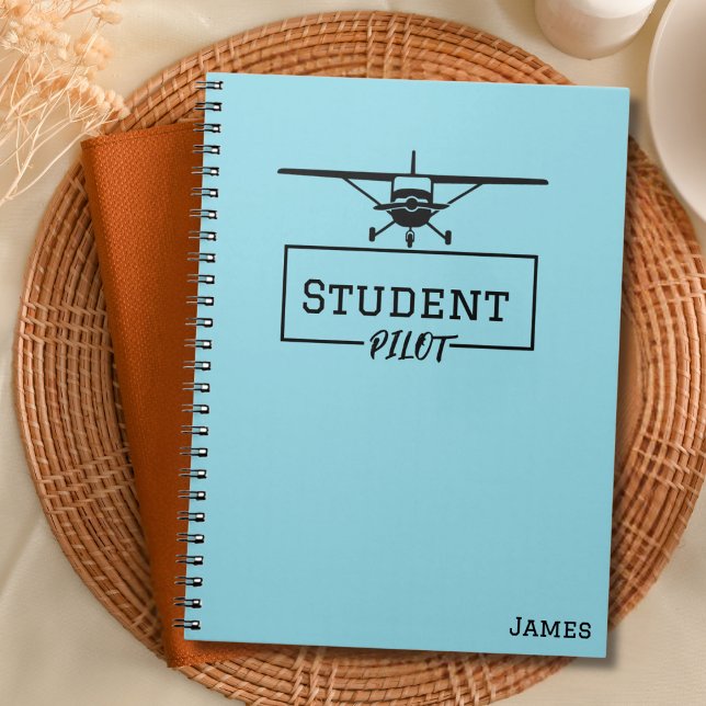 Student Pilot Cessna Airplane Blue Custom Name  Notebook (Creator Uploaded)