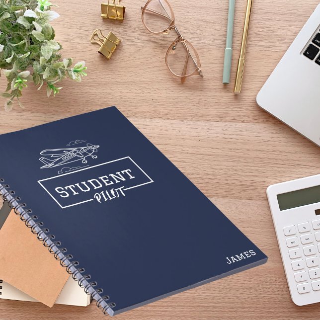 Student Pilot Cessna Airplane Clouds Custom Name  Notebook (Creator Uploaded)